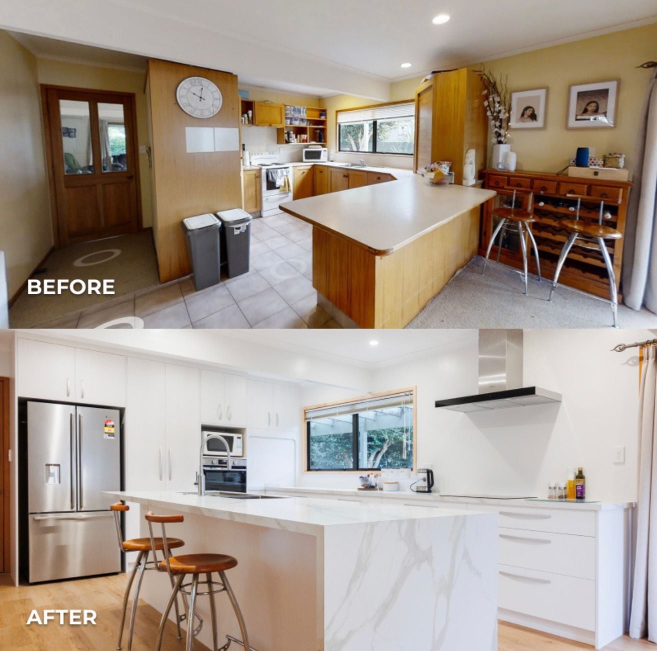 Kitchen before and after