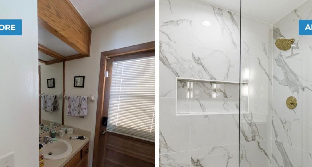 Bathroom before and after